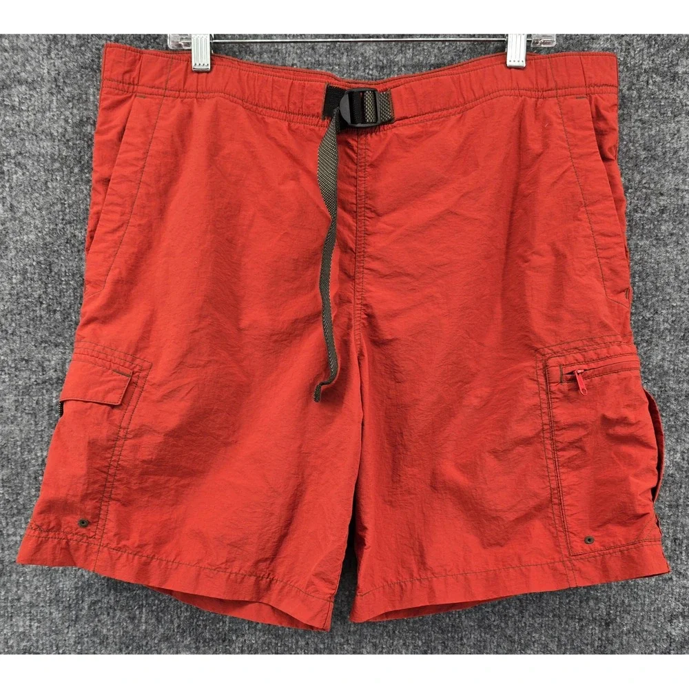 Columbia Cascade Creek Water Shorts Mens M Rust Orange Belted PFG Liner Gorpcore